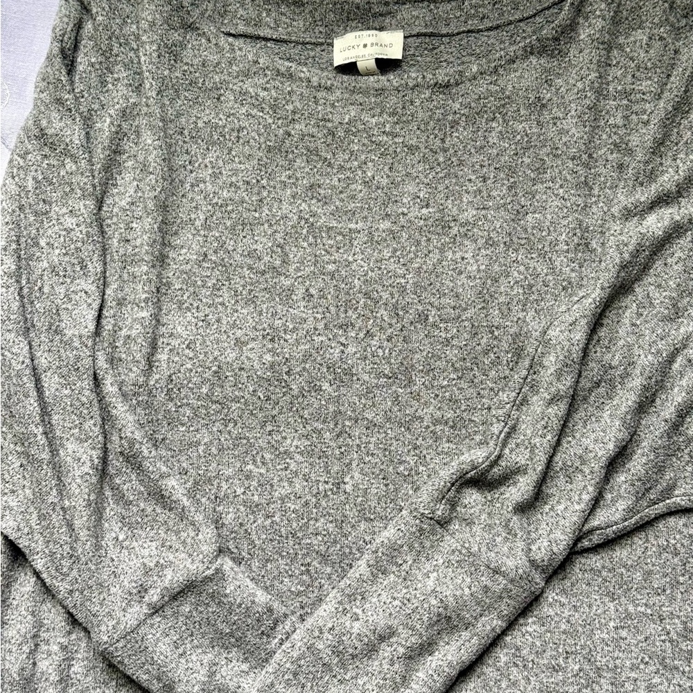 Lucky Brand Charcoal Knit Top Size Large - Picture 2 of 3
